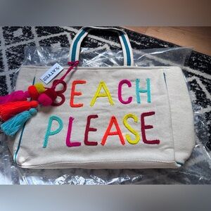 Beach Please Embroidered Canvas Tote